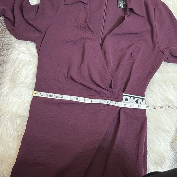 NWT DKNY Long Sleeve Faux Wrap Dress In Raisin Color Size 2 - Picture 14 of 15